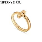 Tiffany & Co. T 시리즈 반지 S925 스터링 실버 오리지널 럭셔리 보석 커플 반지 발렌타인 데이 선물 - 이미지 2