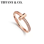 티파니 & 코. T-시리즈 반지 커플 럭셔리 오리지널 주얼리 S925 스털링 실버 다이아몬드 반지 웨딩 선물
