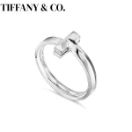 Tiffany & Co. T 시리즈 반지 S925 스터링 실버 오리지널 럭셔리 보석 커플 반지 발렌타인 데이 선물 - 이미지 3