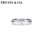 티파니 & 코. 반지 T 시리즈 와이드 링 S925 스털링 실버 럭셔리 커플 링 오리지널 디자인 클래식 스타일 최고의 선물 - 이미지 3