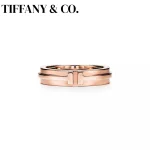 티파니 & 코. 반지 T 시리즈 와이드 링 S925 스털링 실버 럭셔리 커플 링 오리지널 디자인 클래식 스타일 최고의 선물 - 이미지 2