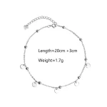 여성 발 보석을 위한 925 스털링 실버 매력적인 디스크 체인 발목 팔찌 - 이미지 3