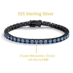 여성 남성용 TY 3-5MM 모이사나이트 팔찌 925 스털링 실버 체인 팔찌 D VVS1 고급 럭셔리 주얼리 랩 젬스톤 - 이미지 4