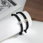 Rinntin S925 실버 라운드 지르코니아 체인 팔찌 남성 여성을위한 조정 가능한 블랙 컬러 로프 팔찌 커플 쥬얼리 선물 APB07 - 이미지 4