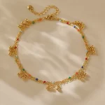 여성용 더블 레이어 작은 비즈 체인 발찌, 18K 골드 컬러, 가벼운 럭셔리, 여름 보호, 보헤미안, 발 체인, 파티 쥬얼리 선물