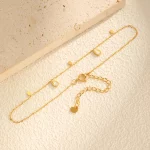 여자를위한 스테인레스 스틸 워터 드롭 지르콘 구두 소녀, 골드 컬러 간단한 발 체인 발목 팔찌 쥬얼리 여름 액세서리 - 이미지 5