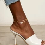 여성을위한 발목 팔찌 방수 14K 골드 도금 CZ 초기 Dainty Layered Heart Anklets 발 체인 여름 해변 쥬얼리 - 이미지 4