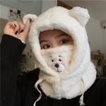 Bear-style fluffy pullover hat - 이미지 2