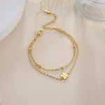 Skyrim 여성용 발 체인, 실버 컬러 네잎 클로버, 스테인레스 스틸 발찌, 심플 비즈, 패션 쥬얼리 액세서리, 신제품