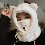Bear-style fluffy pullover hat - 이미지 3