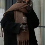 여성용 겨울 스카프 캐시미어 따뜻한 솔리드 파시미나 블랭킷 랩 여성용 두꺼운 부드러운 블랑카드 큰 태슬 숄 롱 판초 에샤르프