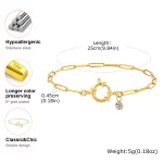 여성을위한 봄 걸쇠 체인 발목 팔찌, 스테인레스 스틸 클립 링크 지르콘 발찌, 방수 패션 발 보석 선물 - 이미지 6