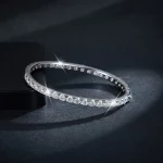 KNOBSPIN D VVS1 전체 4mm Moissanite Bangles GRA 인증 s925 스털링 슬라이버 도금 18k 여성용 팔찌 파티 선물 쥬얼리 - 이미지 2