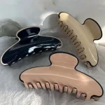 Classic Chic French Plate Hair Claw Acetate Hairpin 11cm, Black White Edge, 3pcs 1set - 이미지 2
