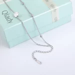 Skyrim 여성용 발 체인, 실버 컬러 네잎 클로버, 스테인레스 스틸 발찌, 심플 비즈, 패션 쥬얼리 액세서리, 신제품 - 이미지 4