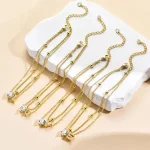 여성을위한 발목 팔찌 방수 14K 골드 도금 CZ 초기 Dainty Layered Heart Anklets 발 체인 여름 해변 쥬얼리 - 이미지 6