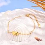 여성용 하트 이니셜 발찌 팔찌, 조절식 비치 쥬얼리, 저자극성 스테인리스 스틸, 맞춤형 이름 발 체인 - 이미지 5