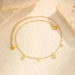 여자를위한 스테인레스 스틸 워터 드롭 지르콘 구두 소녀, 골드 컬러 간단한 발 체인 발목 팔찌 쥬얼리 여름 액세서리 - 이미지 2