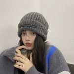 겨울 골지 니트 비니 패션 비니 - 이미지 3