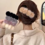 픽스 머리띠 여성 프리미엄 밍크털 헤어핀 여성용 플러시 헤어 클립 가을 겨울 앞머리 집게 빈티지 머리장식 스프링클립 헤어핀