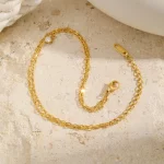 여성을 위한 방수 레이어드 앵클릿 팔찌, 지르코니아 스테인레스 스틸 링크 발 체인 쥬얼리로 조절 가능한 골드 도금 - 이미지 3