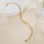 Skyrim 여성용 발 체인, 실버 컬러 네잎 클로버, 스테인레스 스틸 발찌, 심플 비즈, 패션 쥬얼리 액세서리, 신제품 - 이미지 2