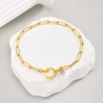 여성을위한 봄 걸쇠 체인 발목 팔찌, 스테인레스 스틸 클립 링크 지르콘 발찌, 방수 패션 발 보석 선물 - 이미지 2