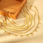 여자 스테인레스 스틸 실버 컬러 플랫 나이프 발 체인 방수 조절 구두 맨발 보석 도매 드롭 배송 - 이미지 6