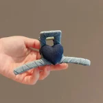 가을 겨울 데님 리본 헤어 클립 여성용, 고급 헤어 번 샤크 클립, 2025년 신상 대형 사이즈 백 헤어 액세서리 - 이미지 3