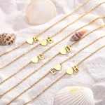 여성용 하트 이니셜 발찌 팔찌, 조절식 비치 쥬얼리, 저자극성 스테인리스 스틸, 맞춤형 이름 발 체인 - 이미지 4