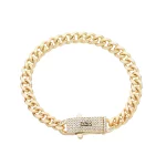 모나코 발목 6mm 쿠바 체인 여성용 발목 구리 소재 전기 도금 14k 골드 남성용 발목 길이를 사용자 정의 할 수 있습니다 - 이미지 5