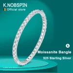 KNOBSPIN D VVS1 전체 4mm Moissanite Bangles GRA 인증 s925 스털링 슬라이버 도금 18k 여성용 팔찌 파티 선물 쥬얼리