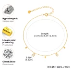 여자를위한 스테인레스 스틸 워터 드롭 지르콘 구두 소녀, 골드 컬러 간단한 발 체인 발목 팔찌 쥬얼리 여름 액세서리 - 이미지 6