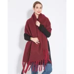 레인보우 색상 격자 무늬 패션 디자인 여성 스카프 럭셔리 브랜드 Thicken Warm Scarves Tassle Neckerchief Shawls Cashmere 2023 - 이미지 3