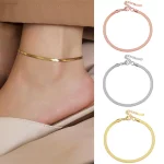 여자 스테인레스 스틸 실버 컬러 플랫 나이프 발 체인 방수 조절 구두 맨발 보석 도매 드롭 배송